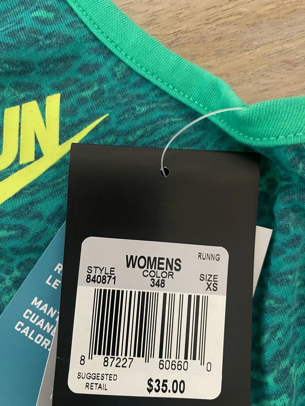 Nike Women's Teal Athletic Racerback Tank with Neon Yellow Logo